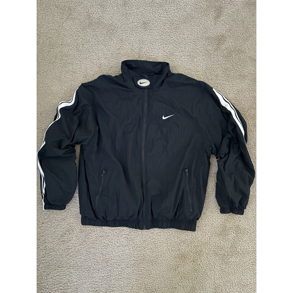 Vintage Y2K Nike Jacket White Tag Hooded Coat Swoosh Flight Bomber Lined Mens M